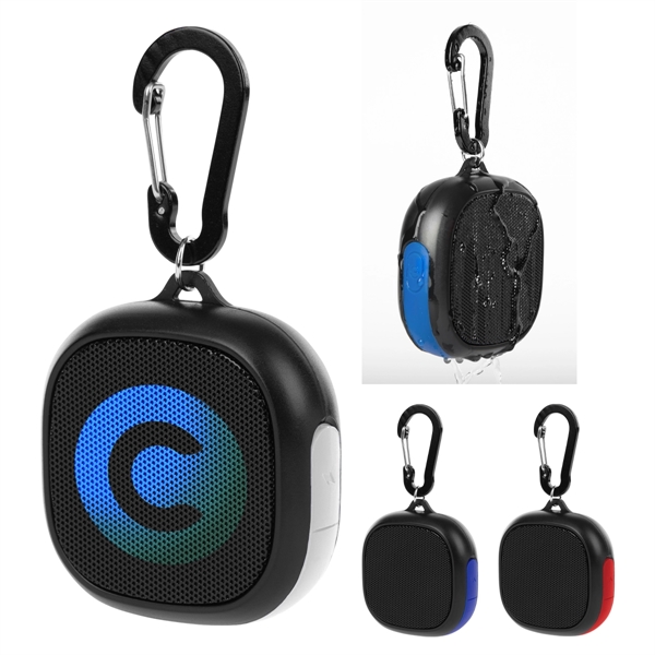 Wireless waterproof speaker with carabiner clip and 1800mAh lithium polymer battery.... from ASI 61125 Hit Promotional Products / Hit®