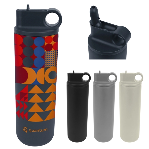 27 oz. stainless steel bottle with double wall construction, spill-resistant flip... from ASI 61125 Hit Promotional Products / Hit®