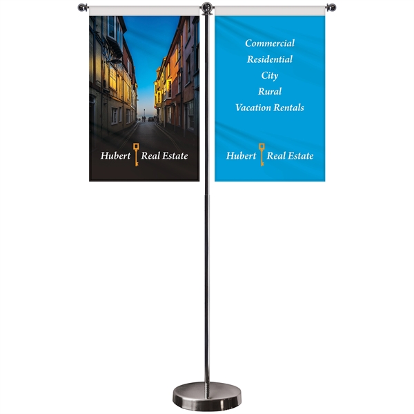 11-19.7" T Style Metal Telescopic Flagpole w/ 2 Banners... from ASI 80228 Quinn