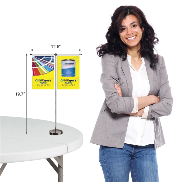 11-19.7" T Style Metal Telescopic Flagpole w/ 2 Banners... from ASI 80228 Quinn