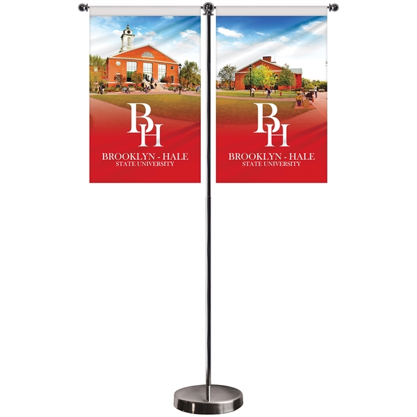 11-19.7" T Style Metal Telescopic Flagpole w/ 2 Banners... from ASI 80228 Quinn