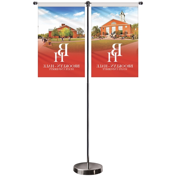11-19.7" T Style Metal Telescopic Flagpole w/ 2 Banners... from ASI 80228 Quinn
