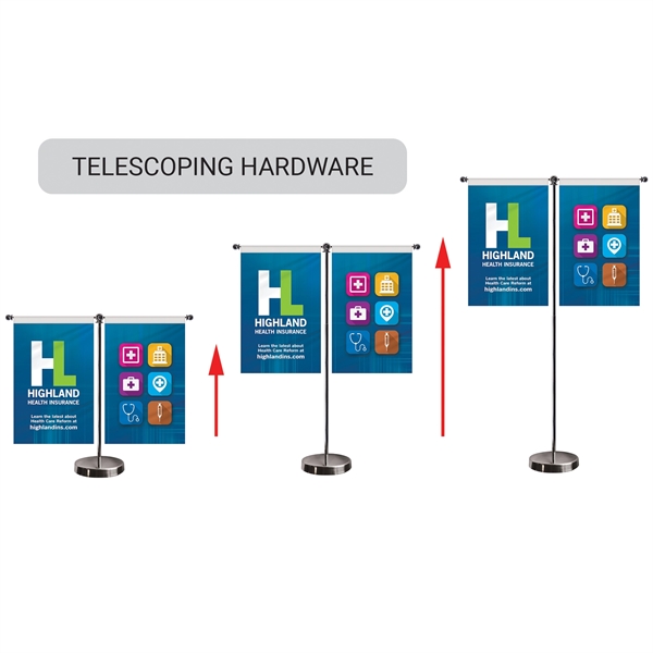 11-19.7" T Style Metal Telescopic Flagpole w/ 2 Banners... from ASI 80228 Quinn