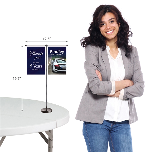 11-19.7" T Style Metal Telescopic Flagpole w/ 2 Banners... from ASI 80228 Quinn