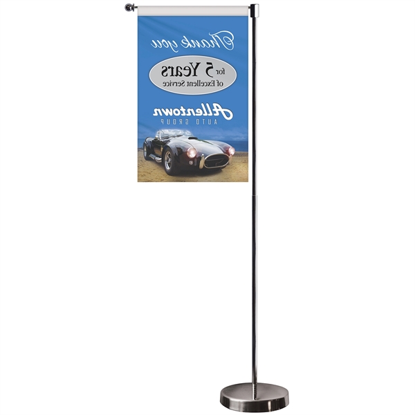 11-19.7" Metal Telescopic Flagpole w/ Single Reverse Banner... from ASI 80228 Quinn
