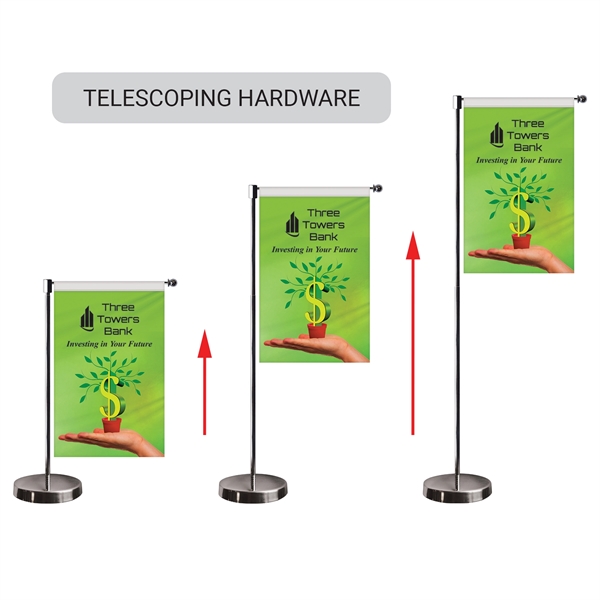 11-19.7" Metal Telescopic Flagpole w/ Single Reverse Banner... from ASI 80228 Quinn