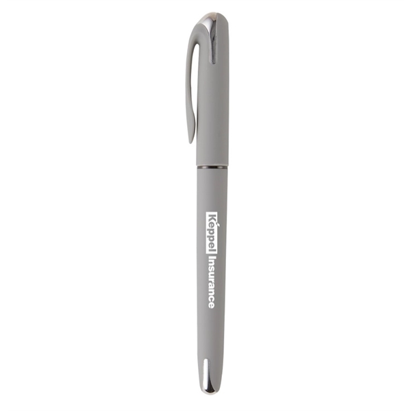 Gel pen with cap on barrel design, chrome accents, comforting soft... from ASI 52840 Evans Manufacturing