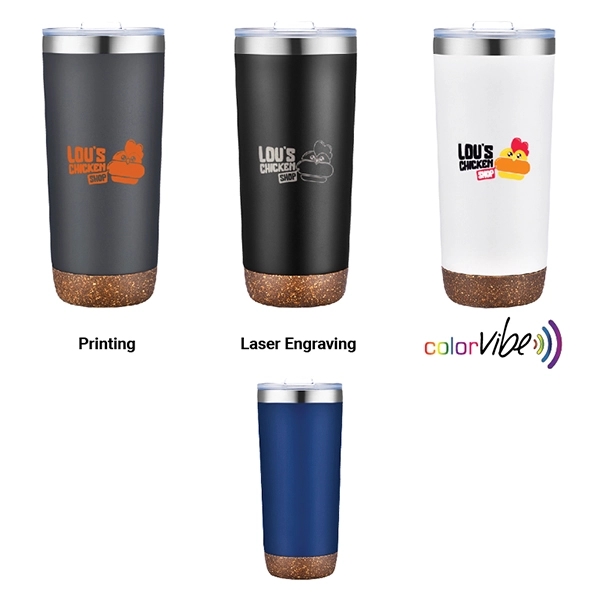 20 Oz. Stainless Steel Vacuum Tumbler with Powder Coating and Cork... from ASI 99030 Zipline / Zipline®