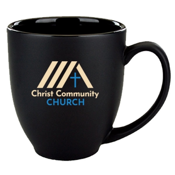 15 oz. bistro mug with matte satin black exterior and glossy... from ASI 46573 Cooper & Clement Inc
