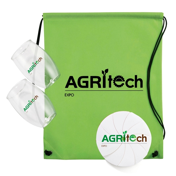 Outdoor Happy Kit with two 16 ounce PET stemless wine glasses,... from ASI 63549 Jornik Manufacturing Corp