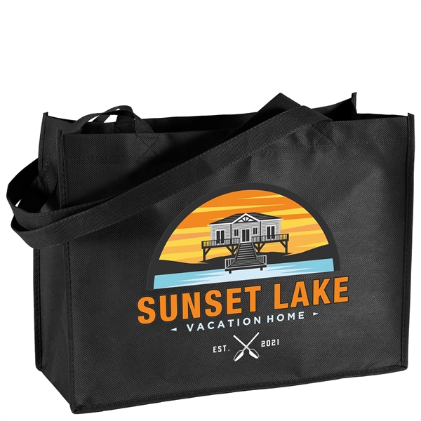 Non-Woven Polypropylene Tote with strong stitched seams and side/bottom gussets.... from ASI 37940 Bag Makers Inc