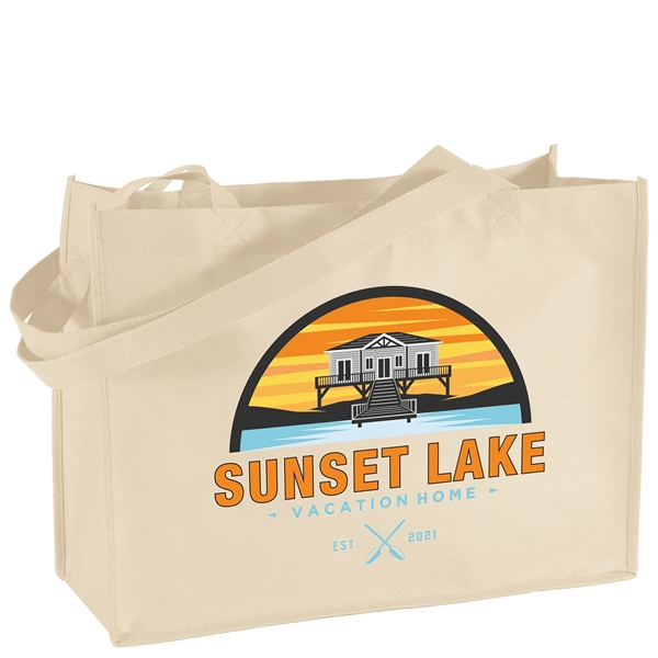 Non-Woven Polypropylene Tote with strong stitched seams and side/bottom gussets.... from ASI 37940 Bag Makers Inc