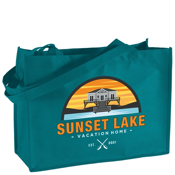 Non-Woven Polypropylene Tote with strong stitched seams and side/bottom gussets.... from ASI 37940 Bag Makers Inc