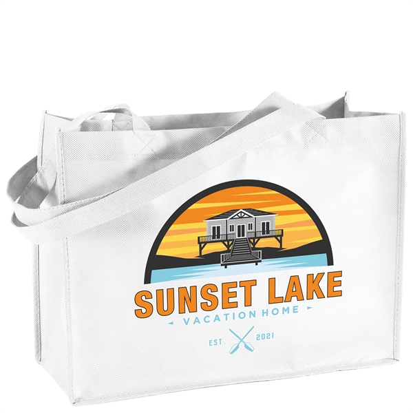 Non-Woven Polypropylene Tote with strong stitched seams and side/bottom gussets.... from ASI 37940 Bag Makers Inc