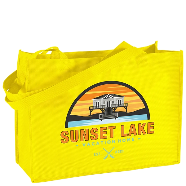 Non-Woven Polypropylene Tote with strong stitched seams and side/bottom gussets.... from ASI 37940 Bag Makers Inc