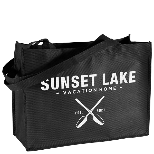 Non-Woven Polypropylene Tote with strong stitched seams and side/bottom gussets.... from ASI 37940 Bag Makers Inc