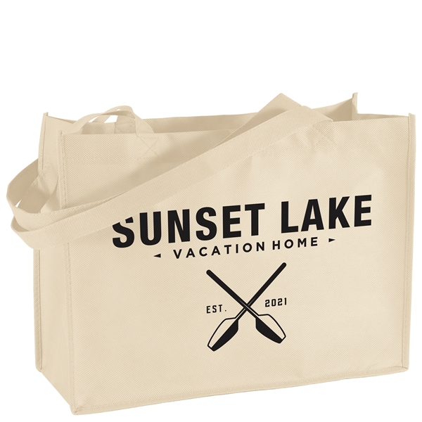 Non-Woven Polypropylene Tote with strong stitched seams and side/bottom gussets.... from ASI 37940 Bag Makers Inc