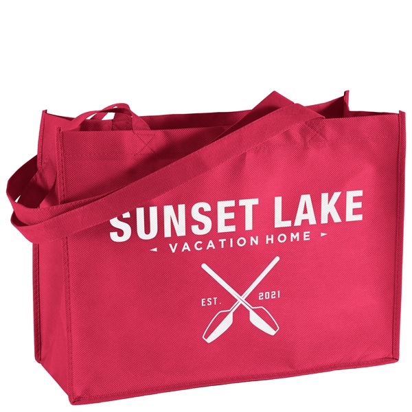 Non-Woven Polypropylene Tote with strong stitched seams and side/bottom gussets.... from ASI 37940 Bag Makers Inc