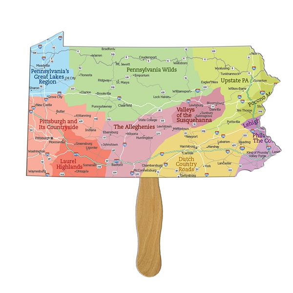 Pennsylvania State Shape Hand Fan Full Color (1 Side)... from ASI 67620 Lion Circle Corp