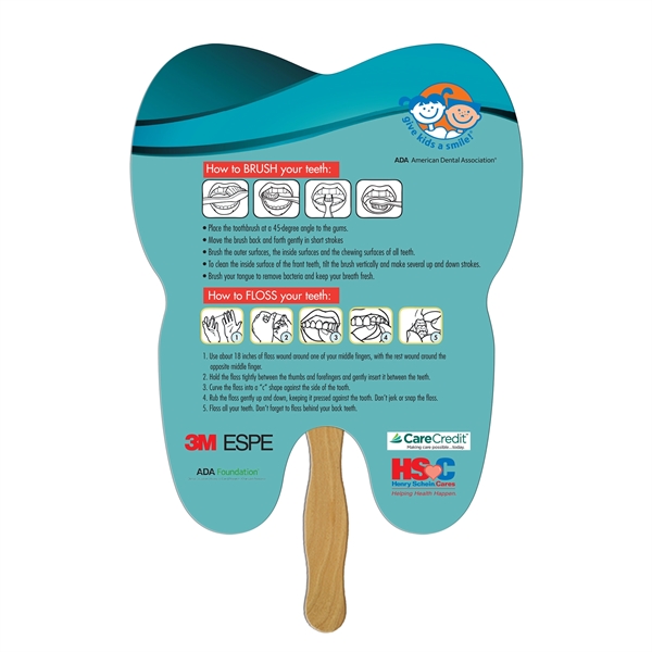 Tooth Hand Fan Full Color (1 Side)... from ASI 67620 Lion Circle Corp