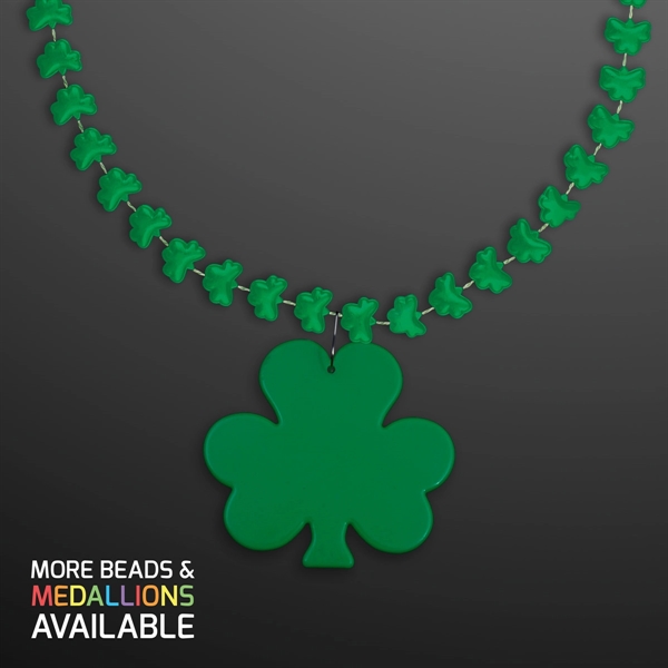 Rounded Mini Shamrocks Bead Necklace with Medallion; Imprinted Pricing... from ASI 34194 ALightPromos