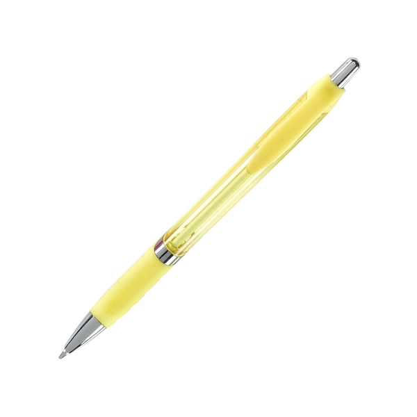 Plastic, retractable grip action medium ballpoint pen with blue or black... from ASI 44368 ZZ DROPPED -Cedar Crest Manufacturing / Cedar Crest