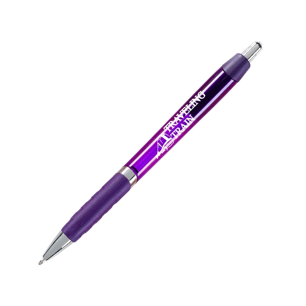 Plastic, retractable grip action medium ballpoint pen with blue or black... from ASI 44368 ZZ DROPPED -Cedar Crest Manufacturing / Cedar Crest