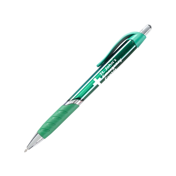 Plastic, retractable grip action medium ballpoint pen with blue or black... from ASI 44368 ZZ DROPPED -Cedar Crest Manufacturing / Cedar Crest