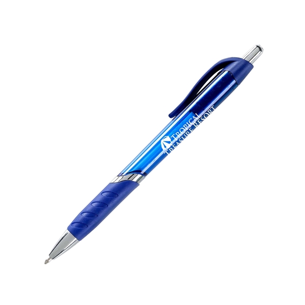 Plastic, retractable grip action medium ballpoint pen with blue or black... from ASI 44368 ZZ DROPPED -Cedar Crest Manufacturing / Cedar Crest