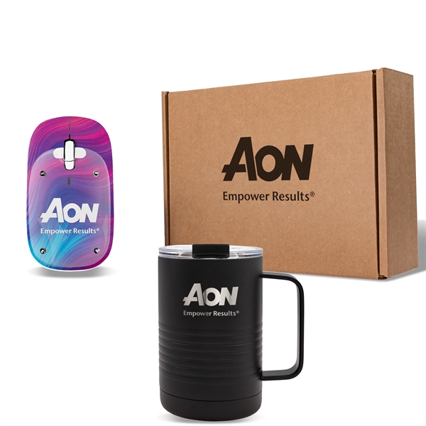 Onboarding gift set that includes a 16 oz. mug and wireless... from ASI 61005 Hirsch Gift Inc / HG TECH HG