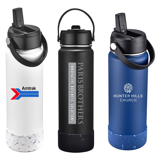27 Oz Vacuum Sealed Water Bottle with Powdered Finish And Silicone... from ASI 79535 Primetime / Primetime