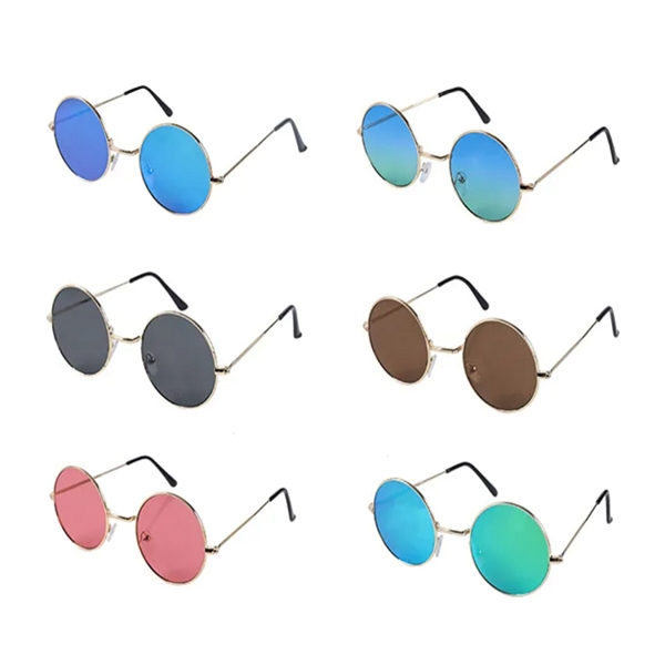 Round frame metal sunglasses with colored lenses plus free 1 color... from ASI 37218 Athena Promo (tm)