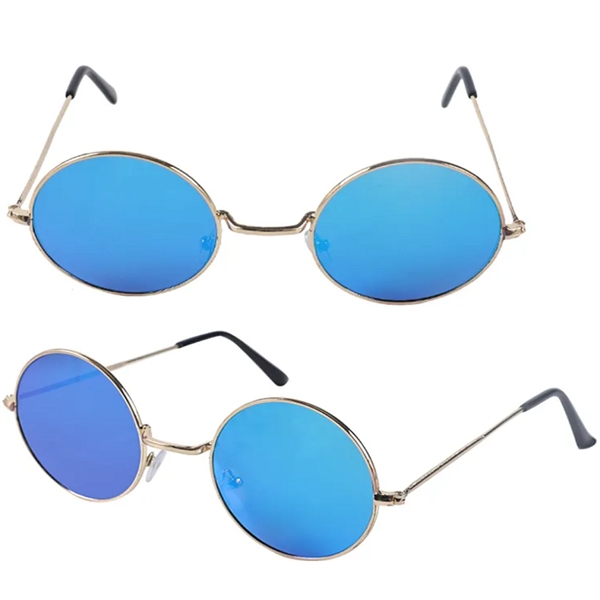 Round frame metal sunglasses with colored lenses plus free 1 color... from ASI 37218 Athena Promo (tm)