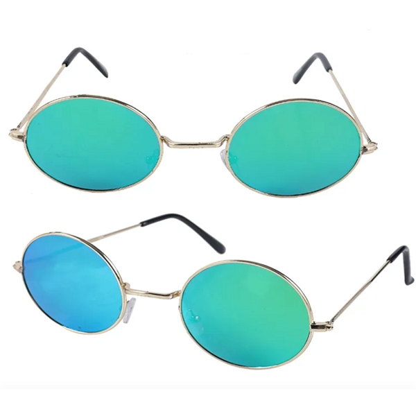 Round frame metal sunglasses with colored lenses plus free 1 color... from ASI 37218 Athena Promo (tm)