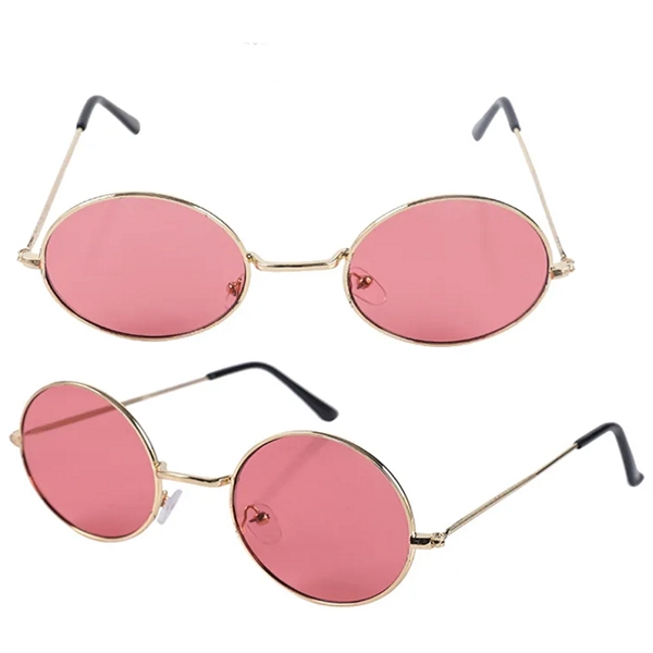 Round frame metal sunglasses with colored lenses plus free 1 color... from ASI 37218 Athena Promo (tm)