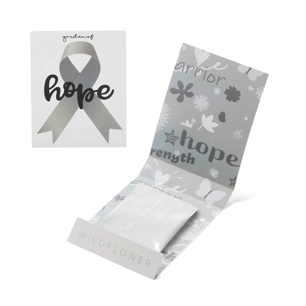 2.8" x 3.25" Gray Ribbon Garden of Hope matchbook shaped holder... from ASI 63549 Jornik Manufacturing Corp