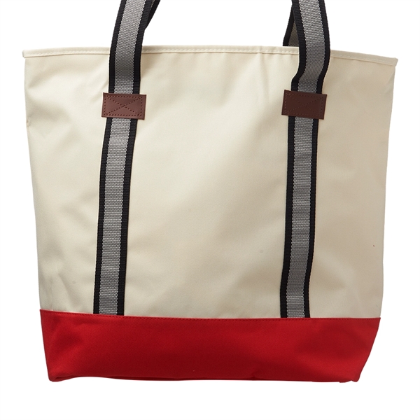 Polyester tote bag with top zipper closure, front and back open... from ASI 39552 BEL Promo