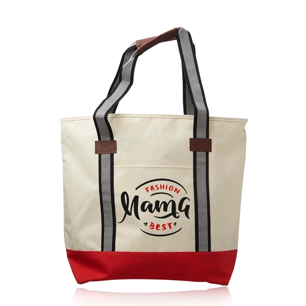 Polyester tote bag with top zipper closure, front and back open... from ASI 39552 BEL Promo