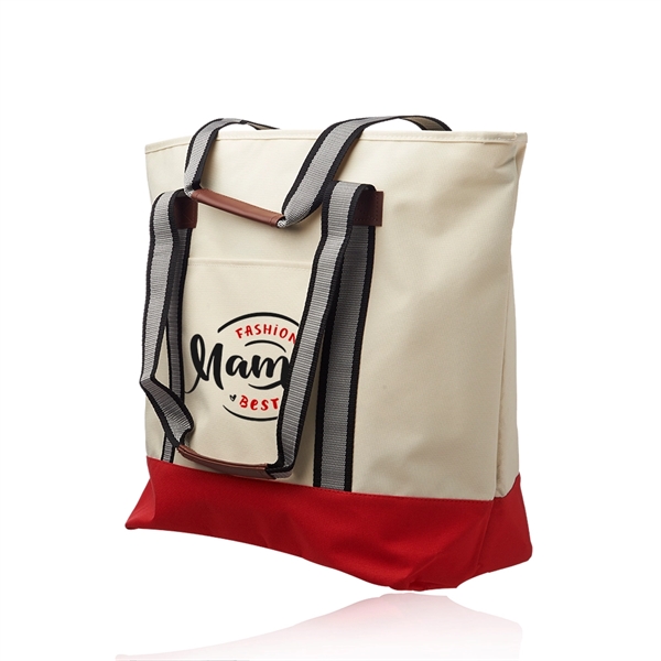 Polyester tote bag with top zipper closure, front and back open... from ASI 39552 BEL Promo