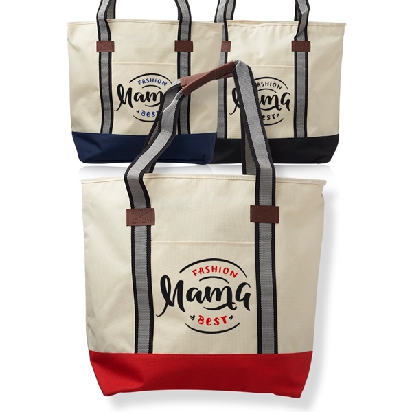 Polyester tote bag with top zipper closure, front and back open... from ASI 39552 BEL Promo