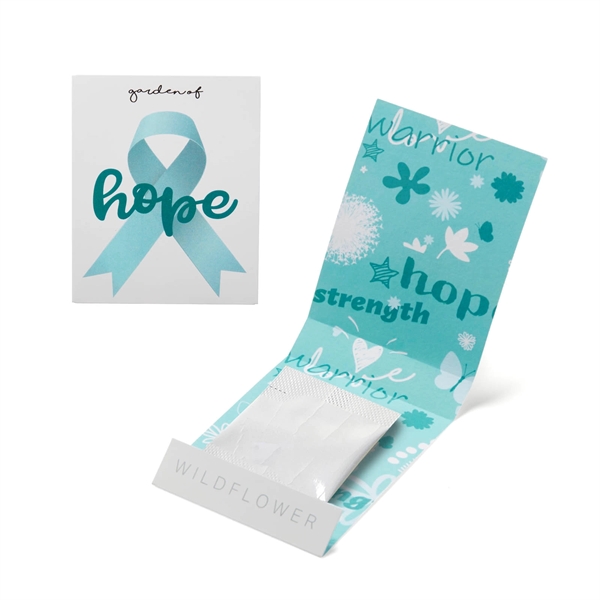 2.8" x 3.25" Teal Ribbon Garden of Hope matchbook shaped holder... from ASI 63549 Jornik Manufacturing Corp