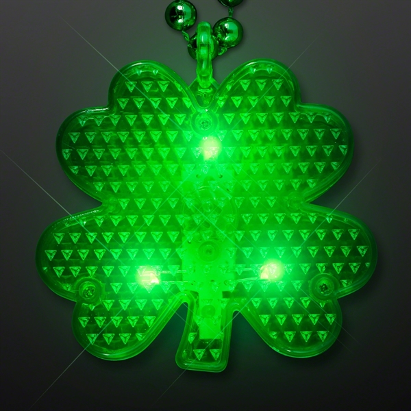 Blank or Imprinted. Flashing LED Shamrock Charm on Beads Necklace... from ASI 34194 ALightPromos