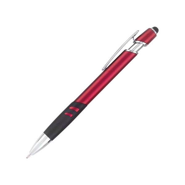 Plastic stylus ballpoint pen with rubber grip and metallic finish.... from ASI 44368 ZZ DROPPED -Cedar Crest Manufacturing / Cedar Crest