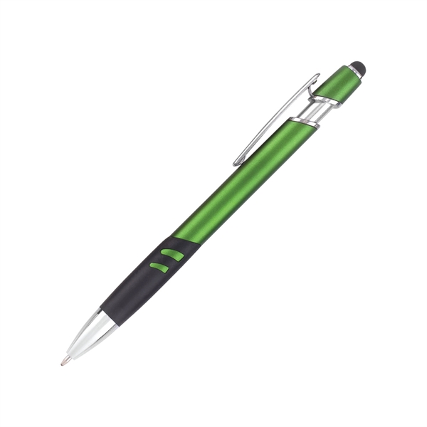 Plastic stylus ballpoint pen with rubber grip and metallic finish.... from ASI 44368 ZZ DROPPED -Cedar Crest Manufacturing / Cedar Crest