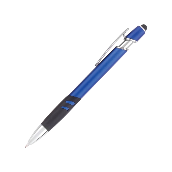 Plastic stylus ballpoint pen with rubber grip and metallic finish.... from ASI 44368 ZZ DROPPED -Cedar Crest Manufacturing / Cedar Crest