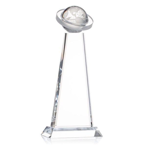 Tall optical crystal tower award topped with a clear globe and... from ASI 84592 St Regis Group / St Regis