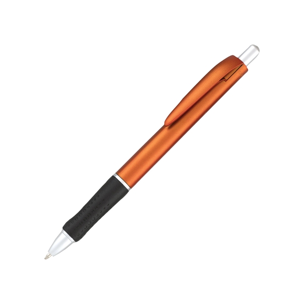 Plastic Metallic colored ballpoint pen with plunger action mechanism.... from ASI 44368 ZZ DROPPED -Cedar Crest Manufacturing / Cedar Crest