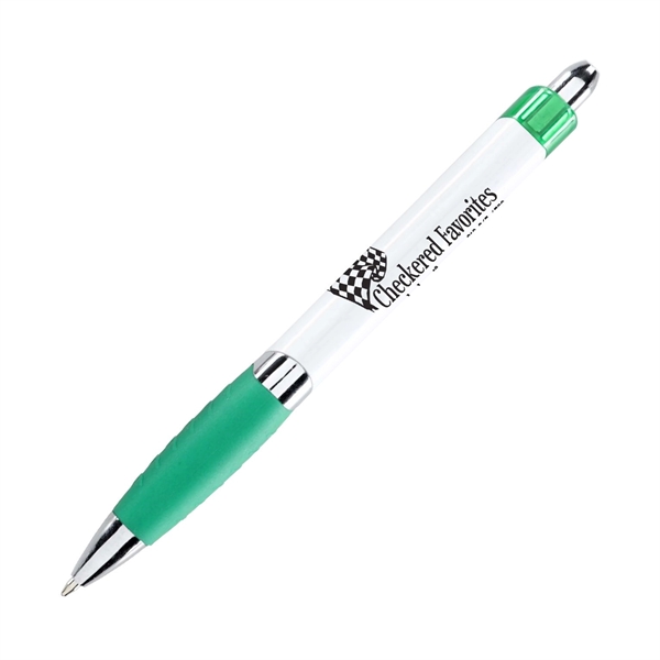 Retractable plastic medium ballpoint pen, plunger action with black ink. Blue... from ASI 44368 ZZ DROPPED -Cedar Crest Manufacturing / Cedar Crest