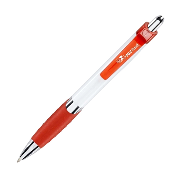 Retractable plastic medium ballpoint pen, plunger action with black ink. Blue... from ASI 44368 ZZ DROPPED -Cedar Crest Manufacturing / Cedar Crest