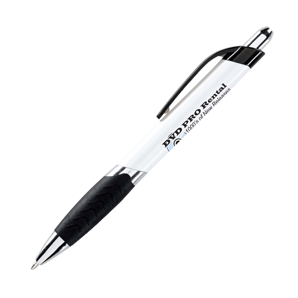 Retractable plastic medium ballpoint pen, plunger action with black ink. Blue... from ASI 44368 ZZ DROPPED -Cedar Crest Manufacturing / Cedar Crest